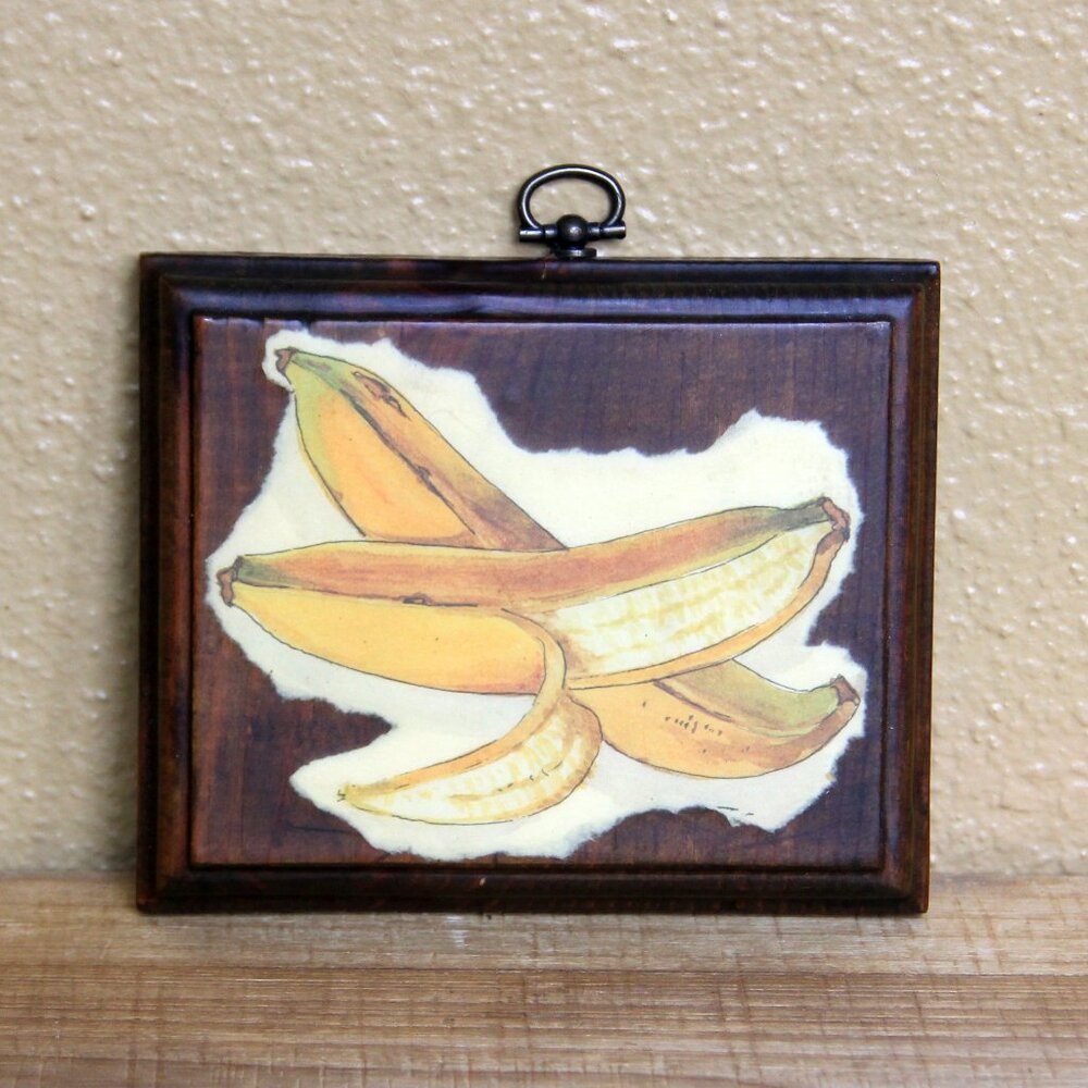 Set of 4 Vintage 70's Thayer Fruit and Vegetable Decoupage Wood Wall Plaques - Picture 7 of 11